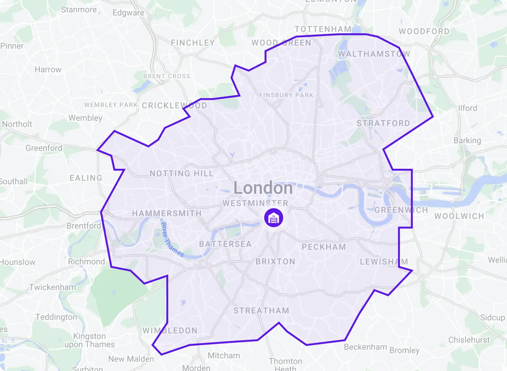 Quiver's 7-mile operating area around Vauxhall in London