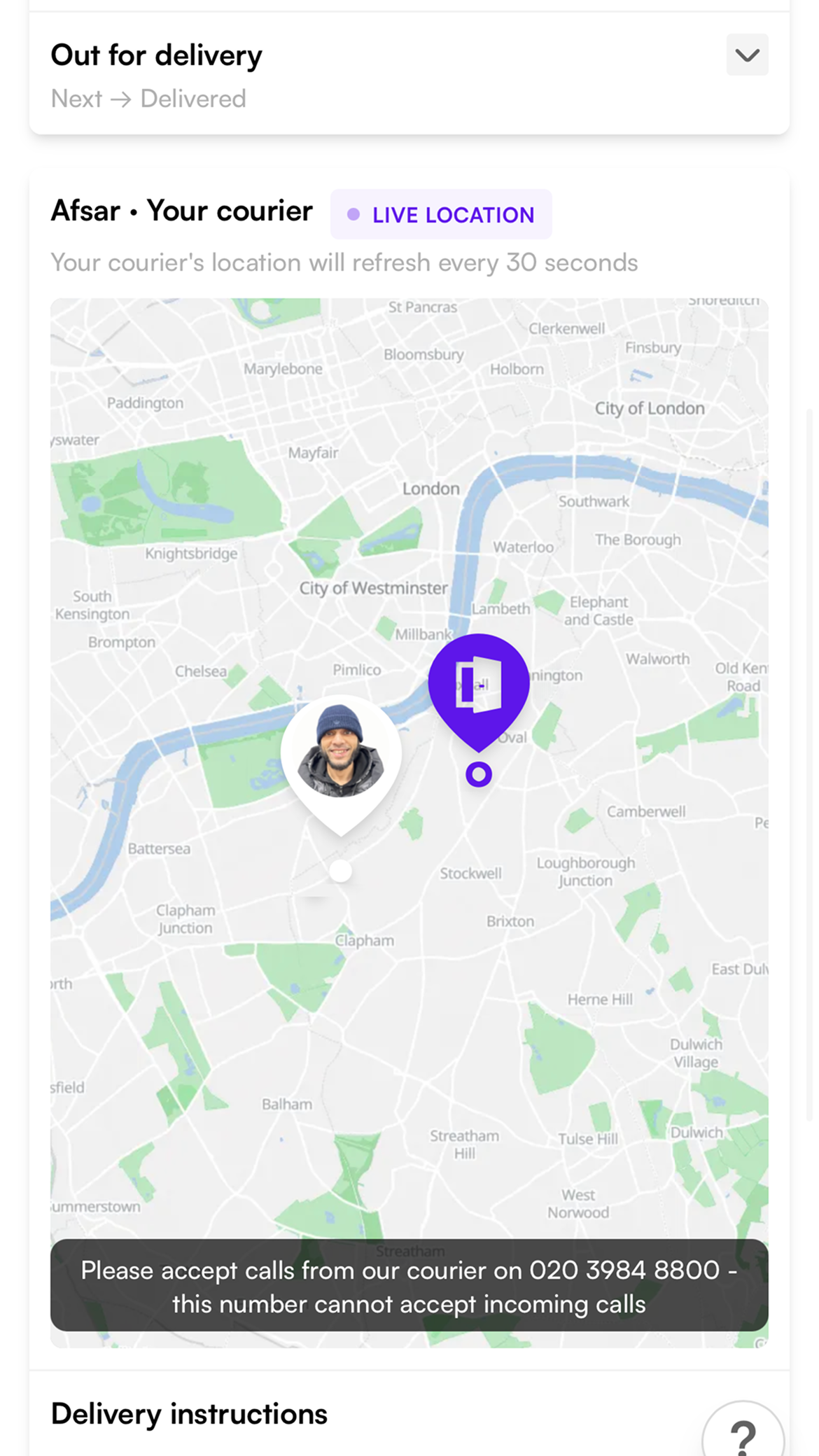 Quiver customer tracking live courier map